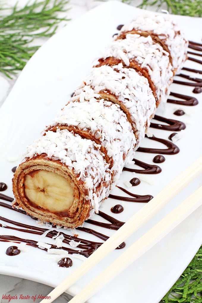 Slice each roll into half-inch pieces like sushi using a sharp knife.