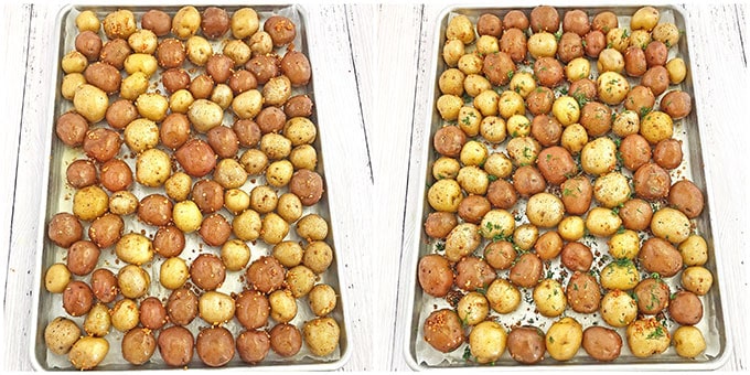 This Garlic Butter Roasted Baby Potatoes with Dill takes approximately thirty minutes to make which makes a perfect side dinner dish, especially during busy days. Kid friendly small in size potatoes coated with garlic butter and sprinkled with fresh dill is not only very attractive but super tasty as well!