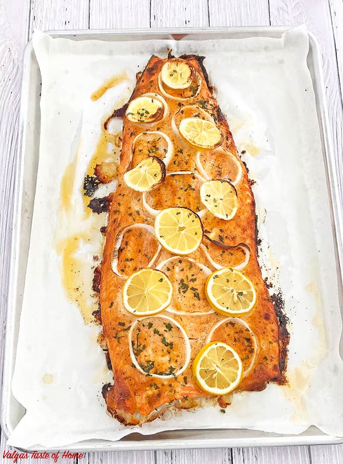 This Lemon Pepper Baked Salmon delicacy is the softest and juiciest baked salmon I've ever had. It bursts with flavor and is absolutely scrumptious. You will have seconds for sure! We usually serve this salmon with mashed potatoes and gravy, as kids like it. 