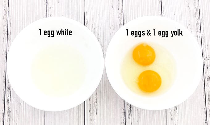 crack one full egg into a small bowl then separate and add the second egg yolk. Save the egg white from the second egg for brushing on top of the buns. 