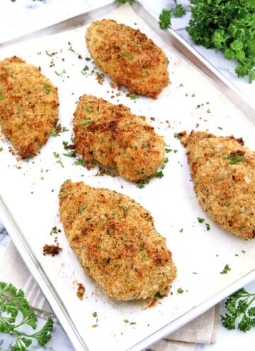 Best Crusted Parmesan Chicken Breasts This tasty make-ahead meal is so easy to prepare, it will come to your rescue in the busiest of days. Not only this Crusted Parmesan Chicken Breasts recipe truly makes dinner time easy but must also be delicious, especially for my picky eaters. With flavors like these, its tenderness, and the juiciness of the chicken, they gobble it up in no time.