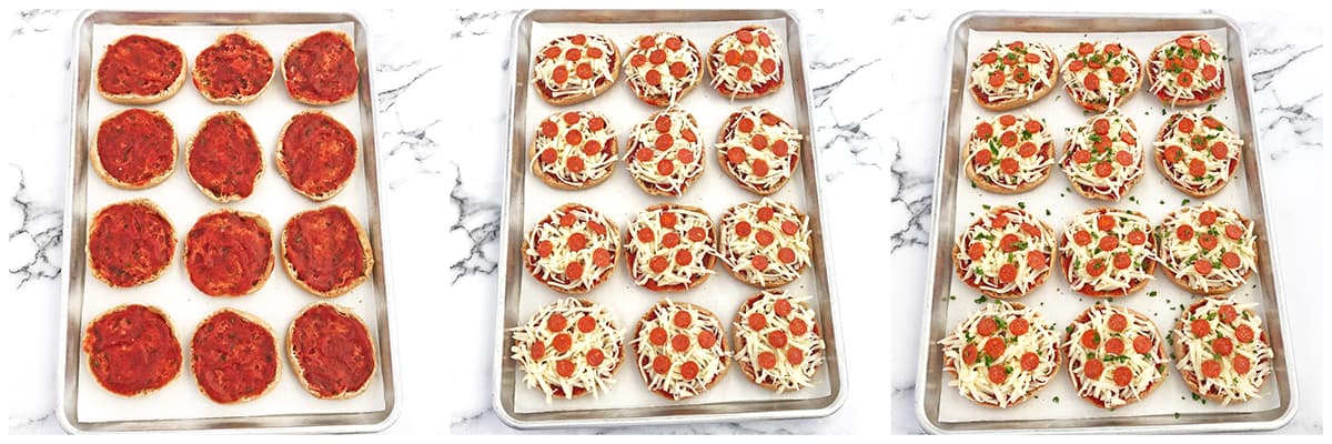 These English Muffin Mini Pepperoni Pizzas is a great project for the kiddos. It takes just a few basic ingredients, but the little ones love making them. They feel like they cooked their own pizza! #cookingwithkids #minipizzas #englishmuffinminipizzas #valyastateofhome