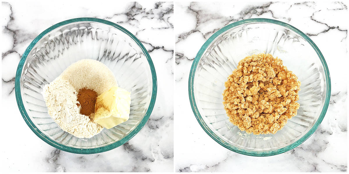 Mix well with a fork to make the crumbs.