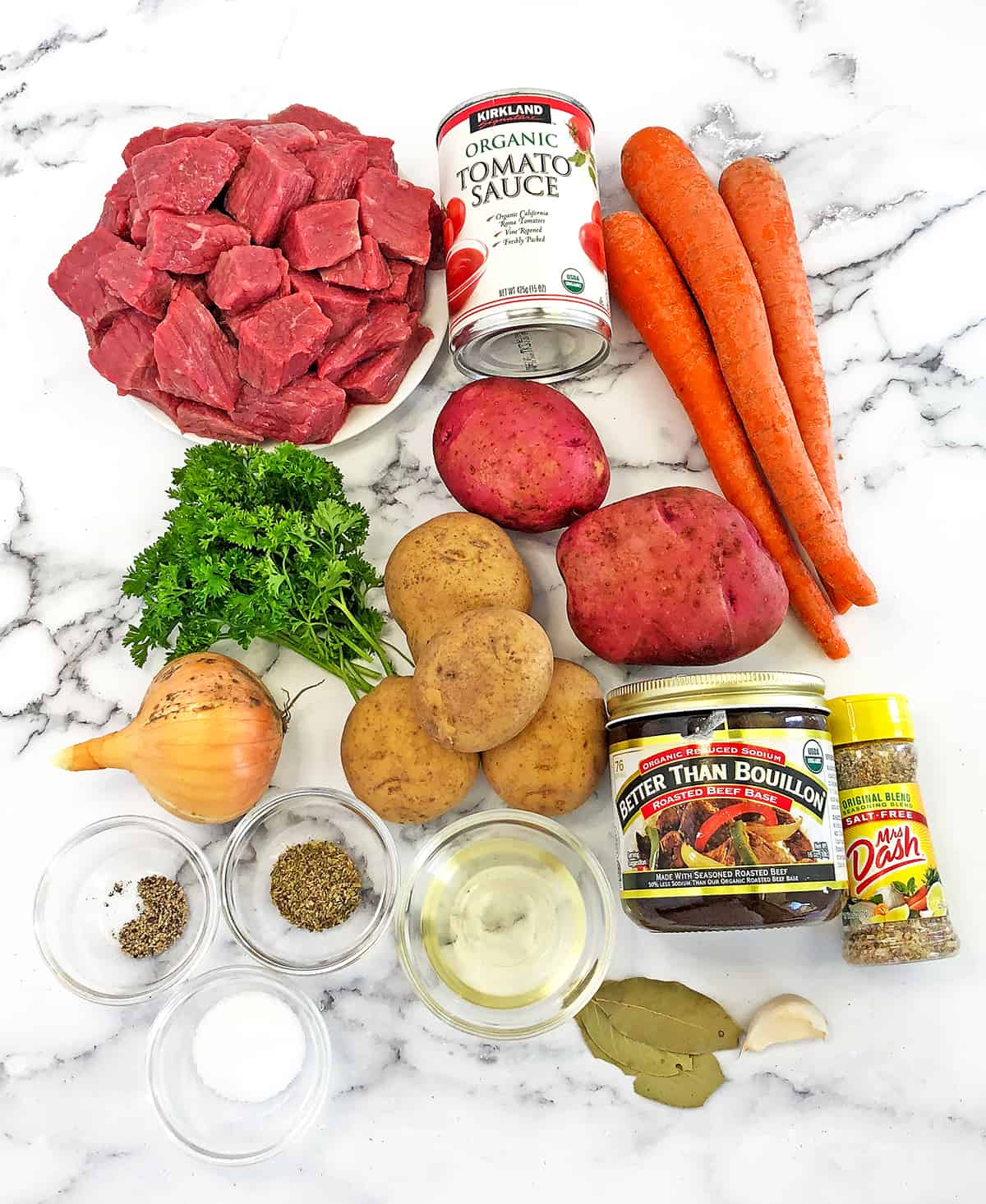 Ingredients for the Best Instant Pot Beef Stew Recipe. #beefstew #instantpotbeefstew #thebestbeefstew #valyastasteofhome