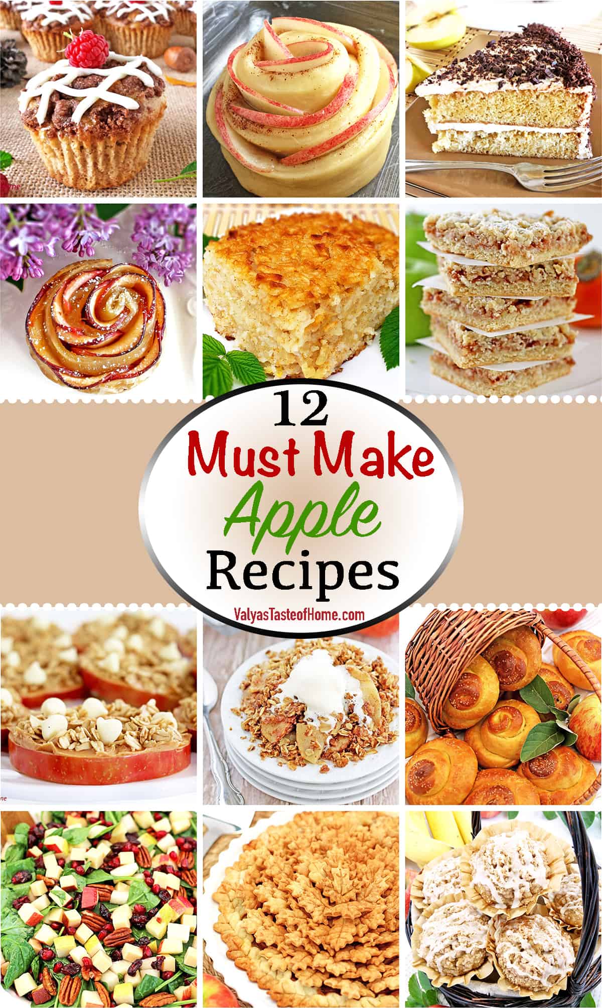 Today, I’d like to share with you our family's favorite apple treats in this 12  Must Make Apple Recipes round up, to help us transition into the Fall season! This compilation of twelve delicious apple recipes (plus one bonus one) was posted over a period of 5 years of my blogging journey.  #mustmakeapplerecipes #deliciousrecipes #fallseasonrecipe #valyastasteofhome