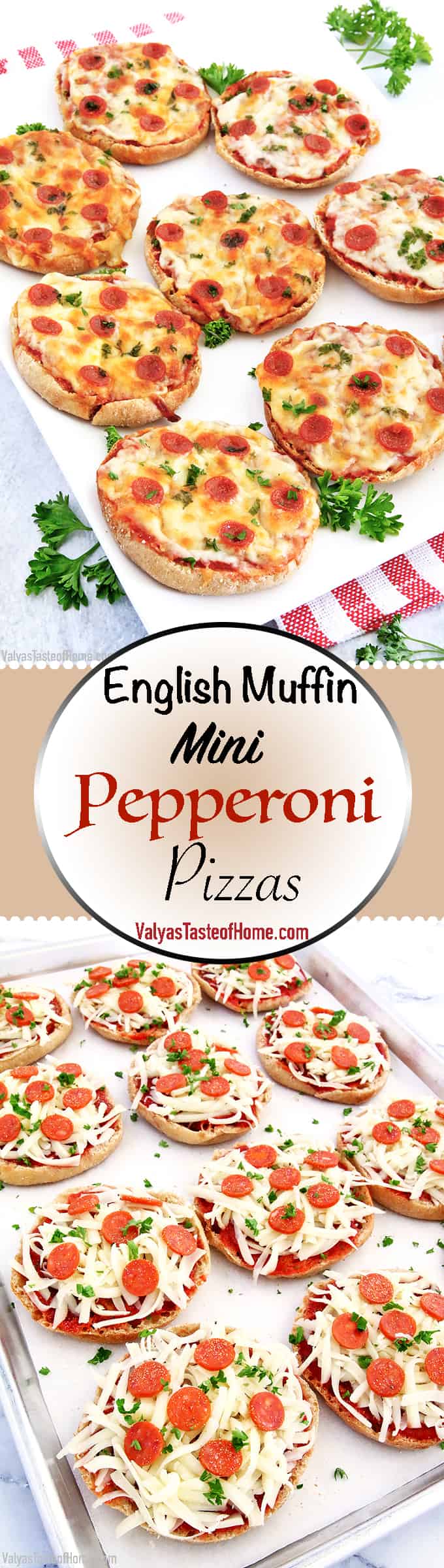 These English Muffin Mini Pepperoni Pizzas is a great project for the kiddos. It takes just a few basic ingredients, but the little ones love making them. They feel like they cooked their own pizza!