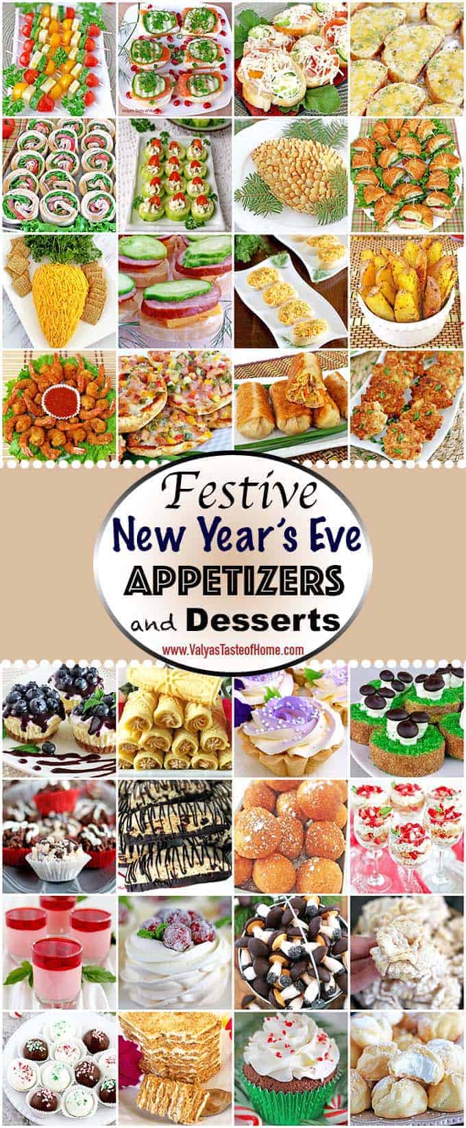 In today’s Festive New Year's Appetizers and Desserts post, you will find a variety of different appetizers and single-serving dessert recipes pieced together to help ease your New Year’s Eve party prep anxiety. 