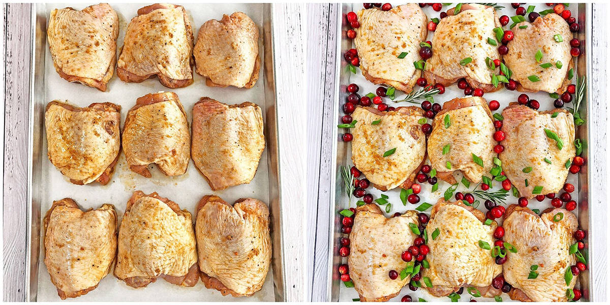 This Rosemary Cranberry Baked Chicken Thighs recipe is the perfect addition to your holiday table that satisfies that craving, as well as adding to the holiday’s feel. The chicken thighs are super juicy, tender on the inside, and loaded with flavor.