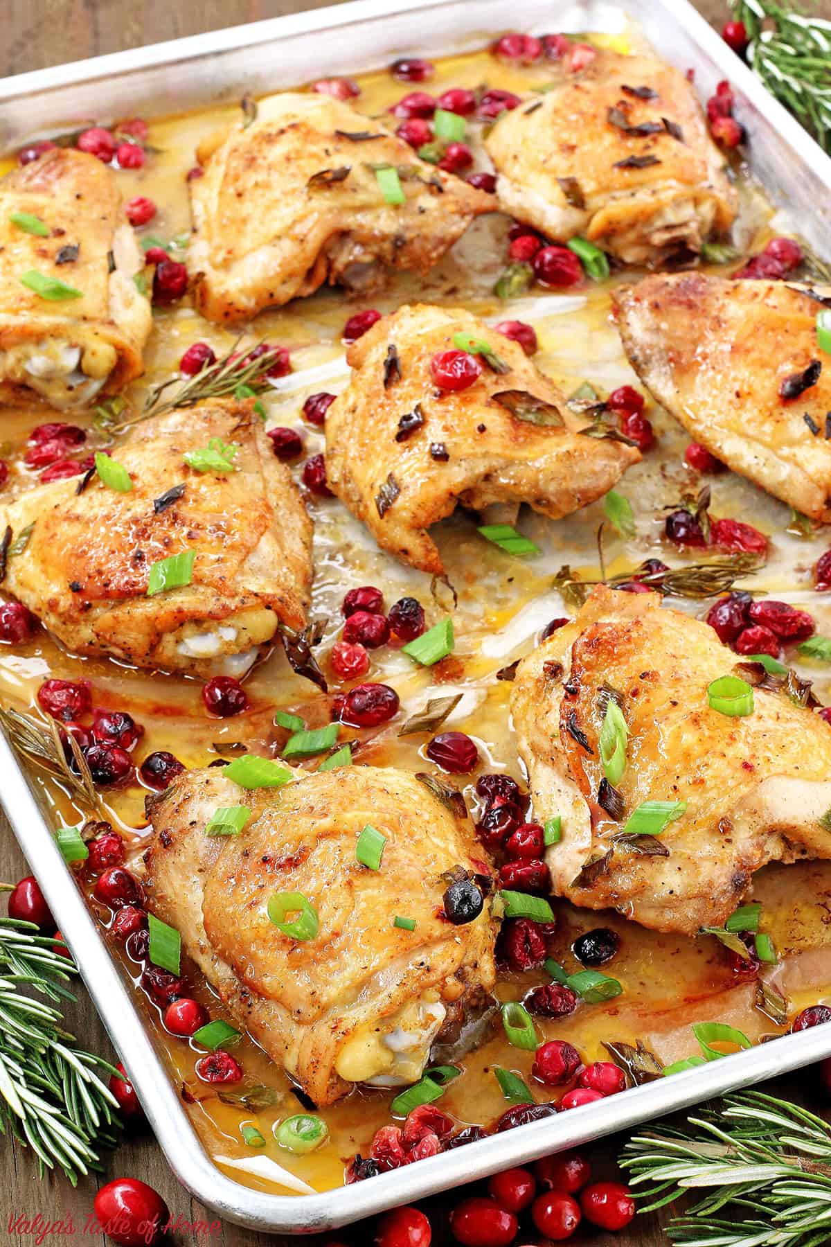 This Rosemary Cranberry Baked Chicken Thighs recipe is the perfect addition to your holiday table that satisfies that craving, as well as adding to the holiday’s feel. The chicken thighs are super juicy, tender on the inside, and loaded with flavor.