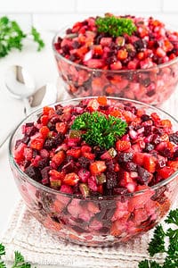 This Beet Salad is the most perfect recipe, with festive colors and flavors that are perfect for fall and winter. You're sure to love this Ukrainian favorite!