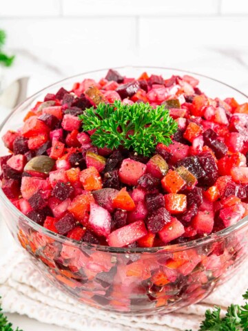 This Ukrainian Beet Salad is very special to me. It brings back those sweet childhood memories of when my mom used to make it for her family on holidays.