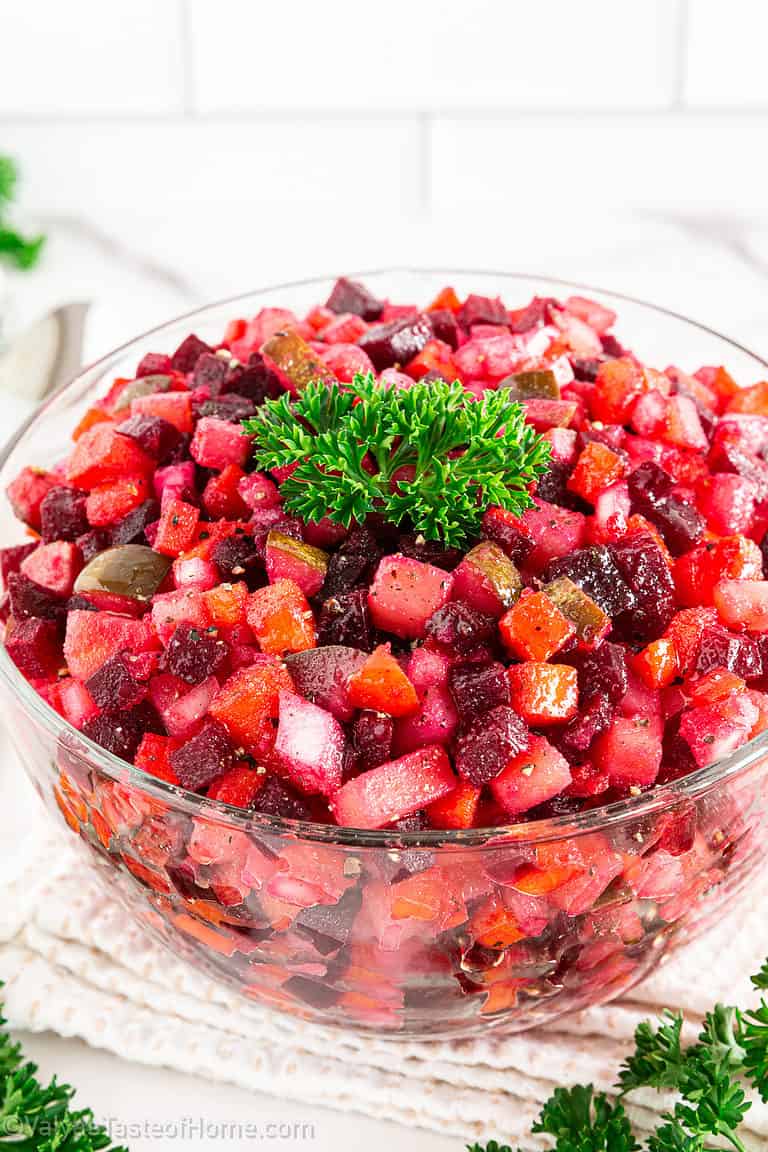 This Ukrainian Beet Salad is very special to me. It brings back those sweet childhood memories of when my mom used to make it for her family on holidays.