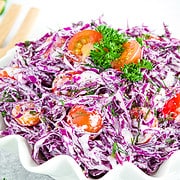 This Purple Cabbage Salad is a colorful and flavorful dish that's perfect as a refreshing and healthy meal.