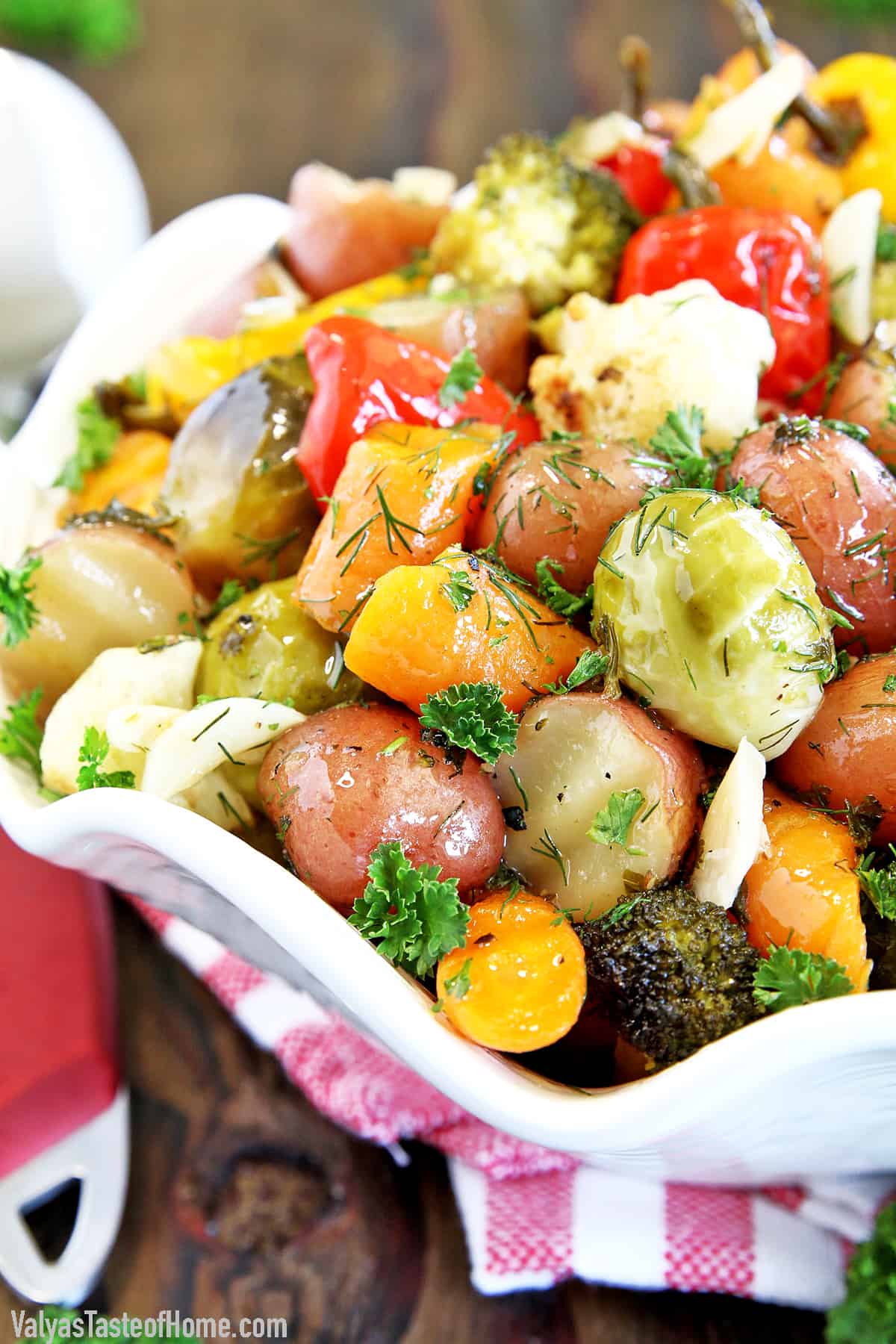 This delicious side dish that features a combination of different vegetables, such as broccoli, carrots, cauliflower, green beans, and peas. 