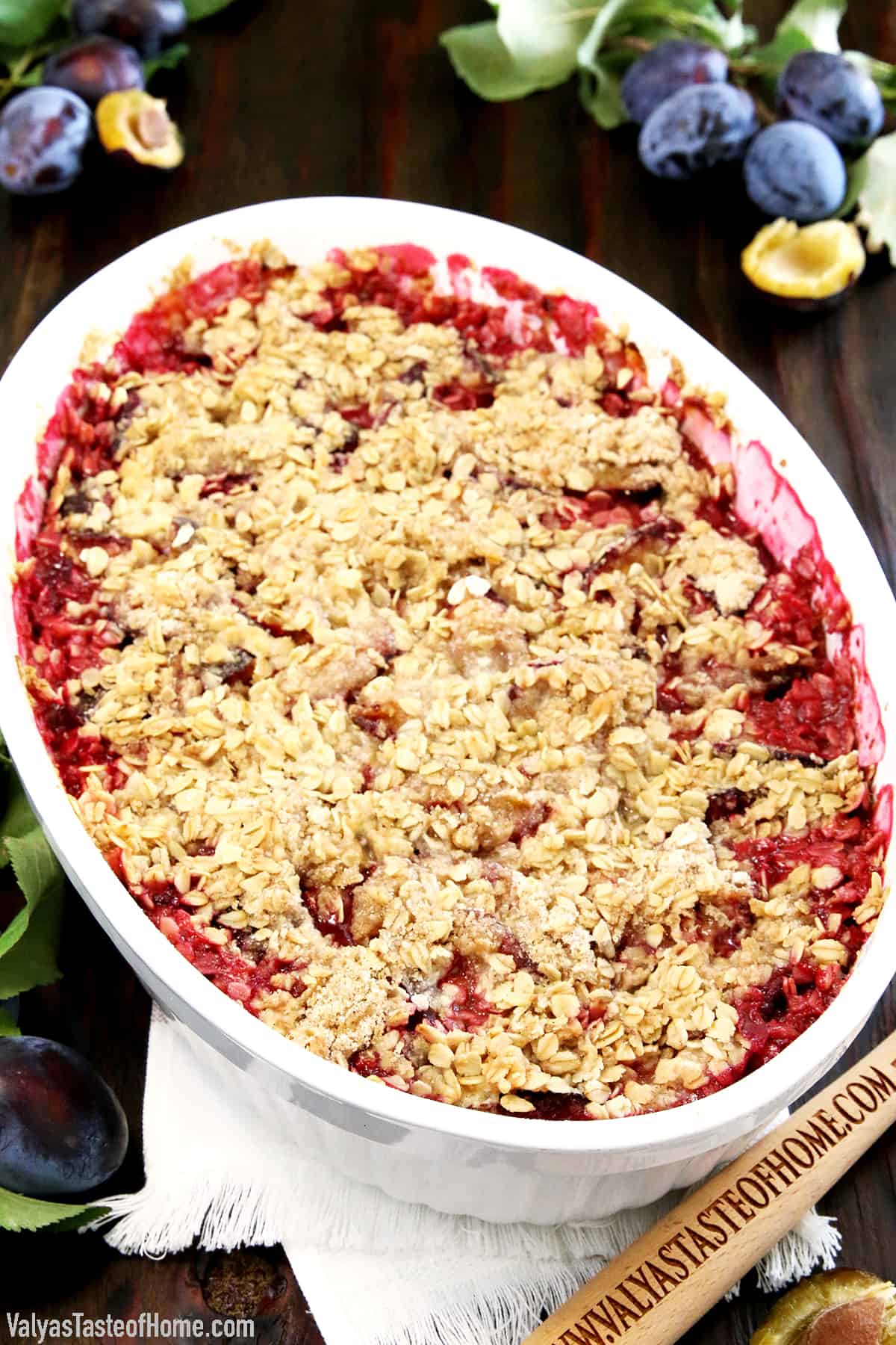 If your plum tree is overloaded with the fruit and you don't know what to do with them, try this recipe out! This is The Best Plum Crisp Recipe you'll ever taste! The crunchy and delicious oats topping is guaranteed to leave you wanting more.