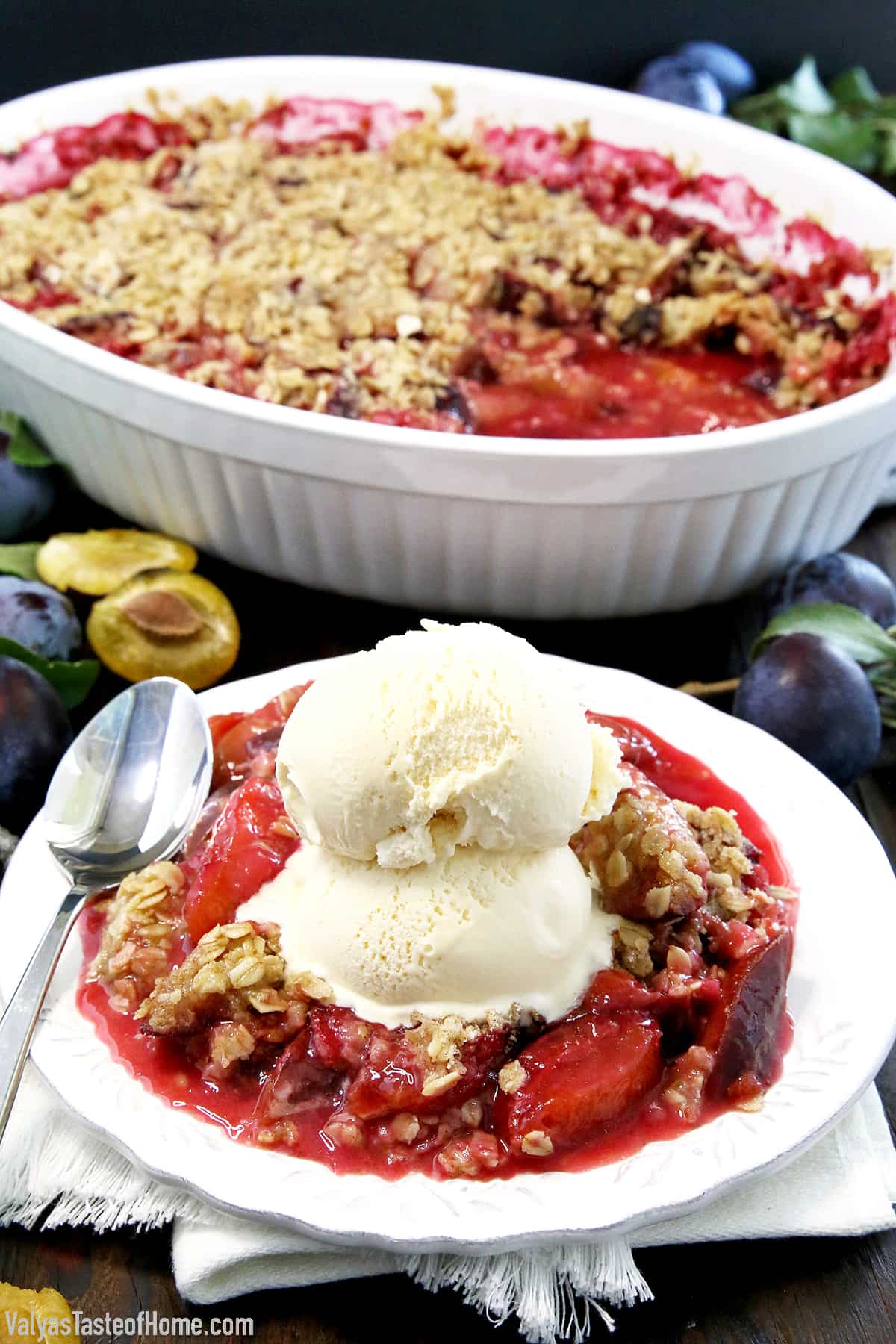 If your plum tree is overloaded with the fruit and you don't know what to do with them, try this recipe out! This is The Best Plum Crisp Recipe you'll ever taste! The crunchy and delicious oats topping is guaranteed to leave you wanting more.
