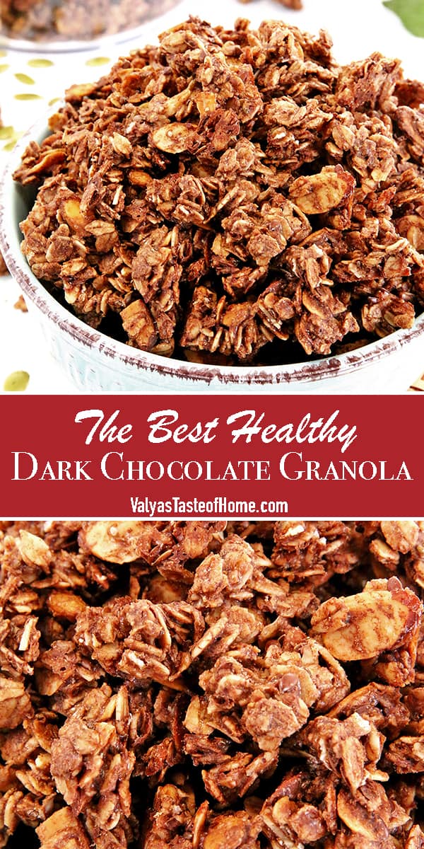 Do you like flavored granola? Are you still buying chocolate granola at the store? Did you know that it is super easy and much healthier to make it yourself at home? And the homemade version is unbeatable. This is The Best Healthy Dark Chocolate Granola Recipe you'll ever try! And also clean, fresh, and healthy.