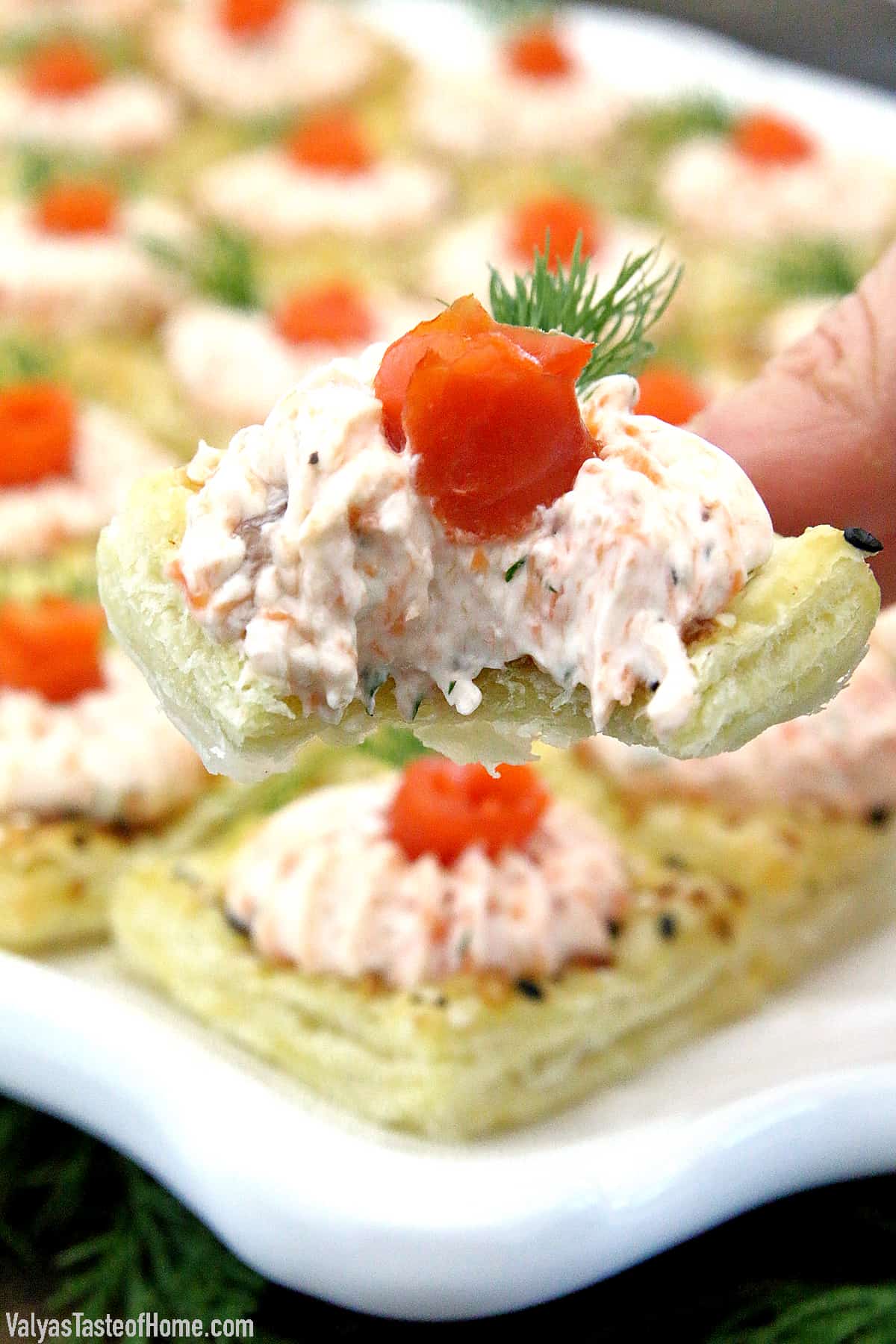 Chill your delicious smoked salmon appetizers for an hour or so before serving.