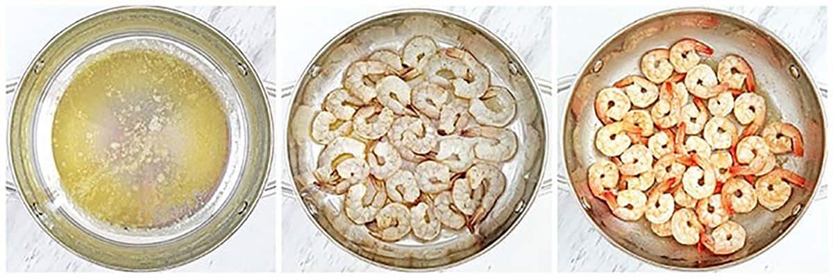 Sauté shrimp on medium-high heat for about 2 minutes on each side until cooked through, then remove it from the heat. 