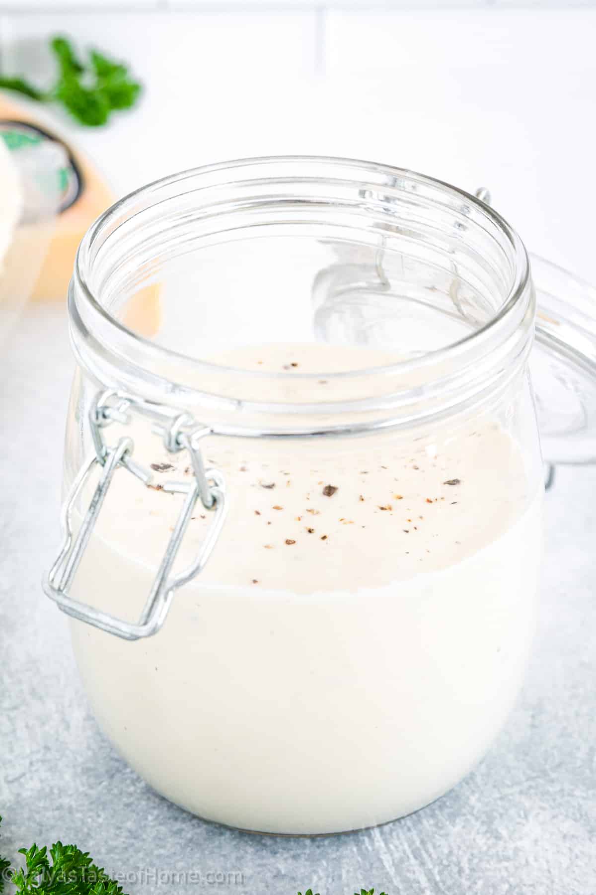 This sauce is rich, creamy, and decadent thanks to a foundation of heavy whipping cream and a combination of Romano and Parmesan cheeses.