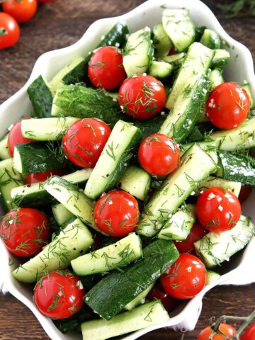 This Easy Cucumber and Tomato Salad is surprisingly simple for the extraordinary benefit it provides and complements a meal. It's naturally very