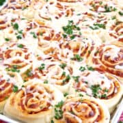 Move over, tiny pizza bites, because here come hearty Easy Pepperoni Pizza Rolls! This recipe is made with my popular super soft and chewy Homemade Pizza Dough, Homemade Pizza Sauce, loads of scrumptious turkey pepperoni, and mozzarella cheese. All rolled up into one amazingly tasty treat that is always a big hit at my house.