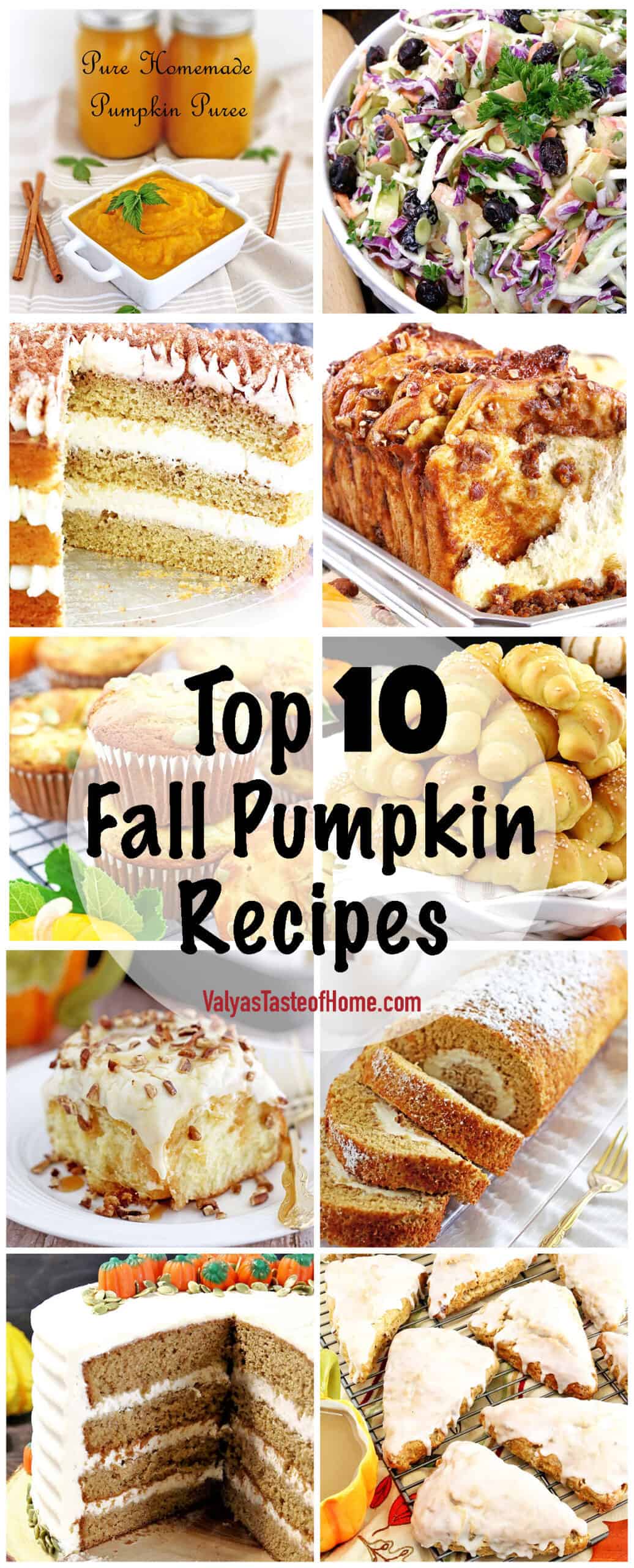 These are my favorite pumping goodies in one Top 10 Pumpkin Fall Recipes post that is perfect for upcoming holidays or any time you want your kitchen to smell like fall aroma of cinnamon, nutmeg, and pumpkin.