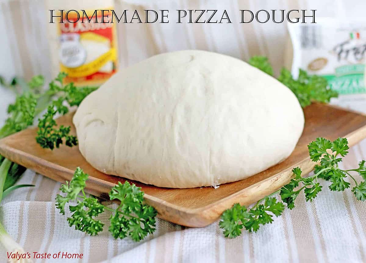 Homemade Pizza Dough is a type of dough made from scratch with simple ingredients such as flour, yeast, salt, and water.