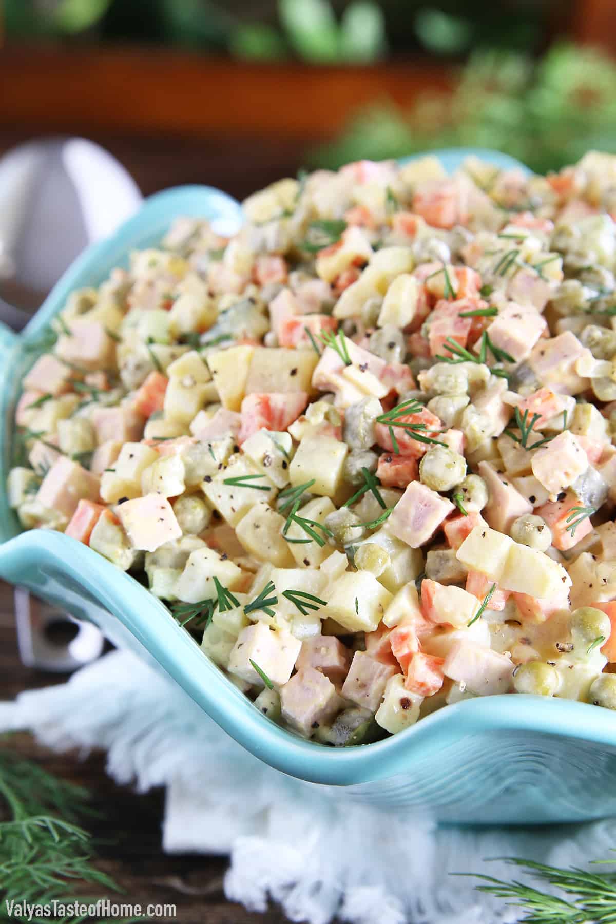 I recommend popping the salad into the fridge for 2-4 hours before serving. This lets all the ingredients and flavors soak in.