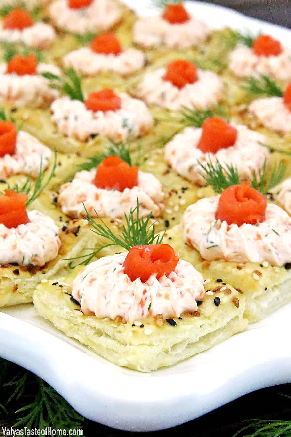 These delicious Smoked Salmon Appetizers are the most perfect salmon bites you’ll ever have! Not only are they incredibly beautiful and elegant, but they taste amazing too!