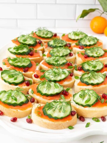These Smoked Salmon Canapes are the ideal appetizer or finger food for just about any special occasion or holiday!