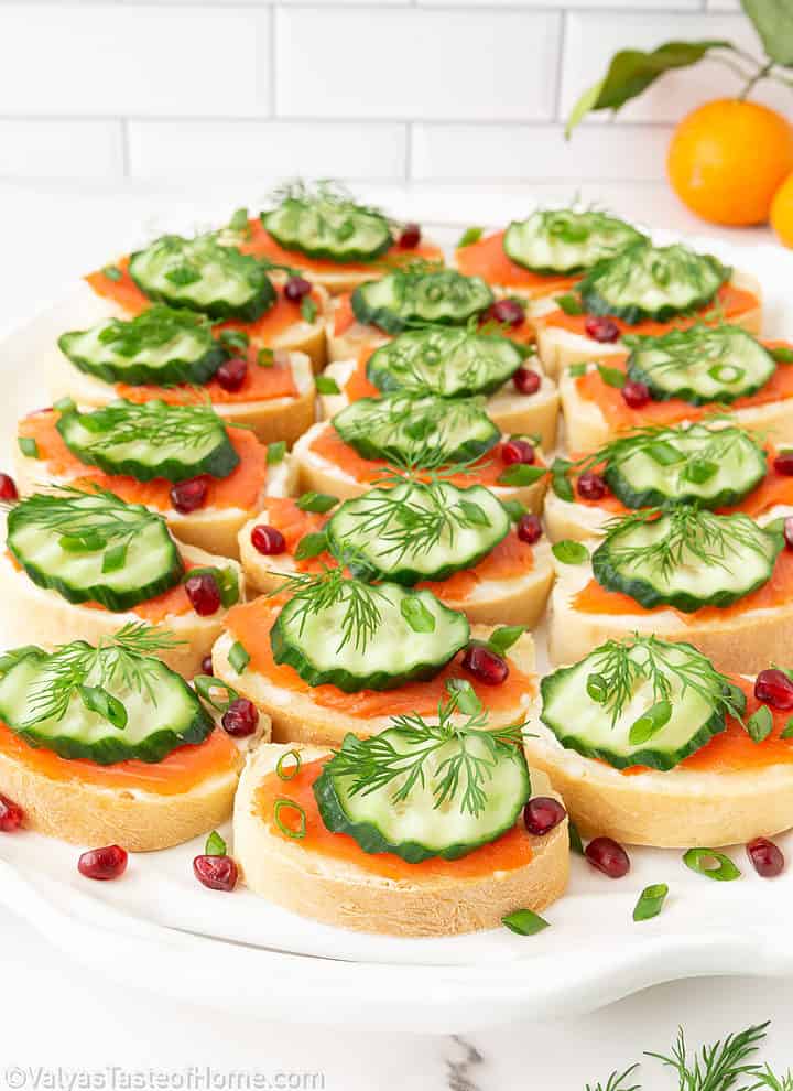 These Smoked Salmon Canapes are the ideal appetizer or finger food for just about any special occasion or holiday!
