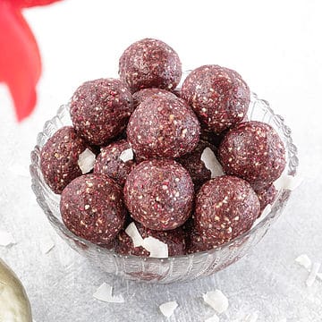 Coconut bites are made with only the most healthy ingredients, including coconut flakes, coconut oil, dates, nuts, and freeze-dried fruit.