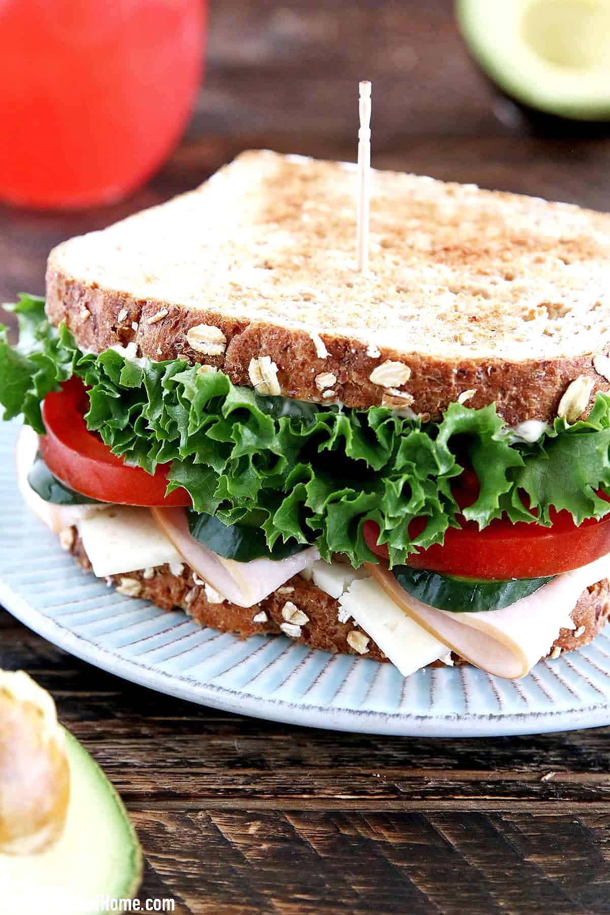 A turkey sandwich is the perfect and classic combination of savory, protein-rich turkey and vegetables, sandwiched between two slices of bread.