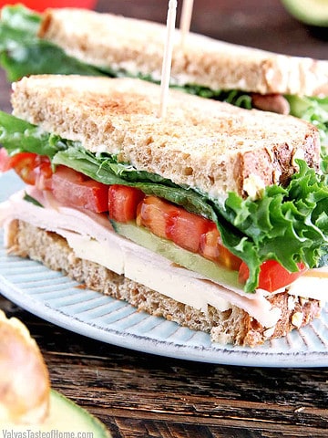 This Turkey Sandwich Recipe is one of our favorite sandwiches and is loaded with vegetables! Plus, you can make it with Thanksgiving leftovers or turkey deli!