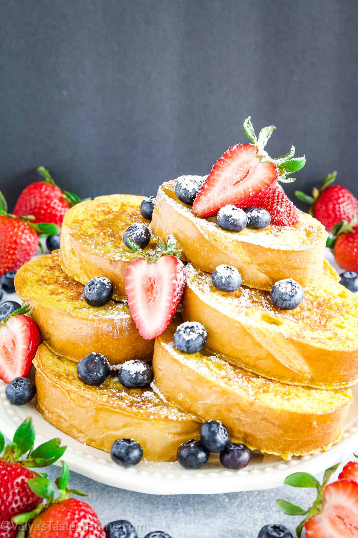 French toast, also known as eggy bread or gypsy toast, is a delicacy cooked by soaking bread in a mixture of beaten eggs, milk or cream, sugar, and spices, and then frying it till golden brown.