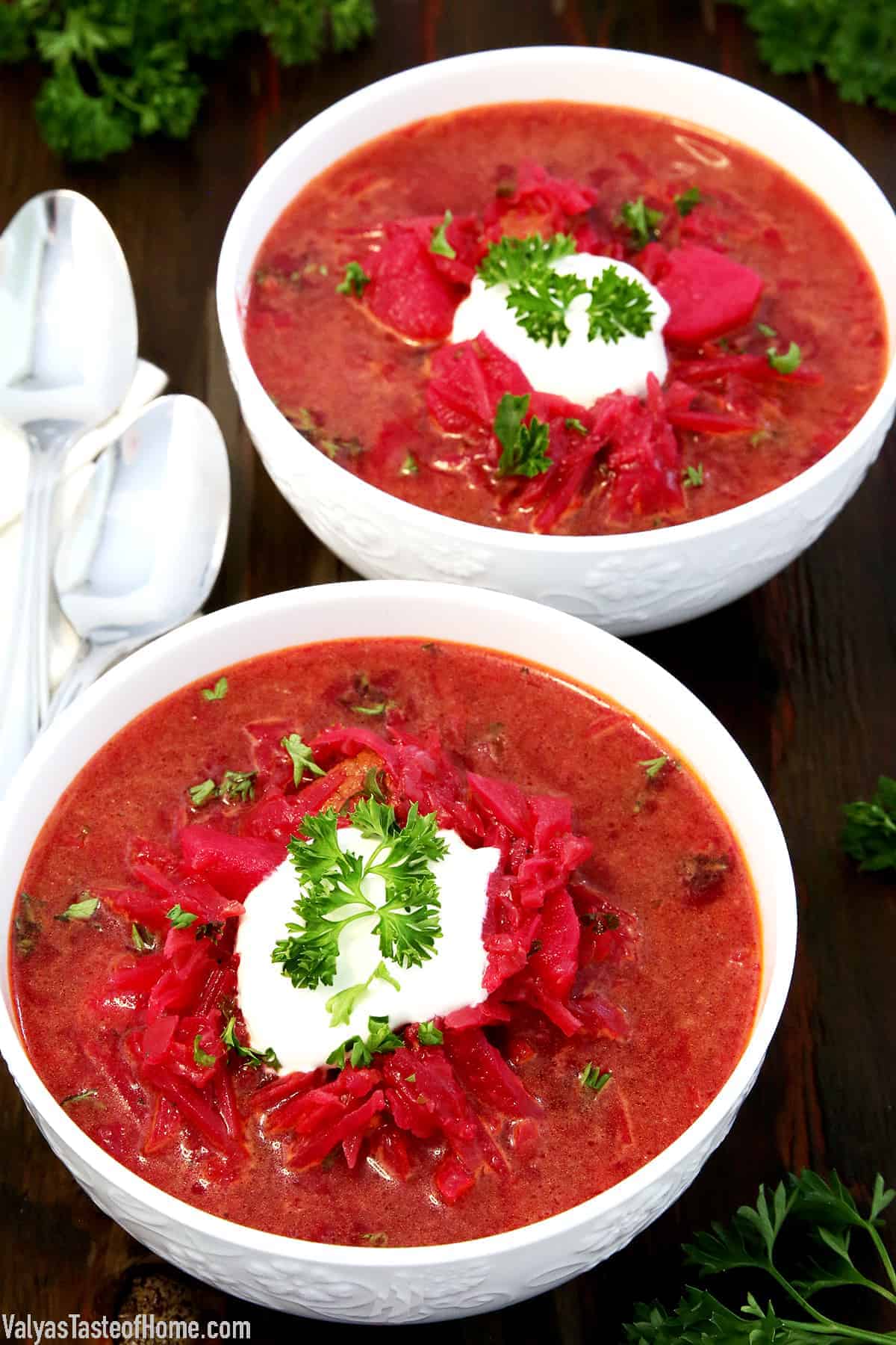 The well-know national Ukrainian cuisine recipe is borscht – a soup made of red beets and vegetables. 