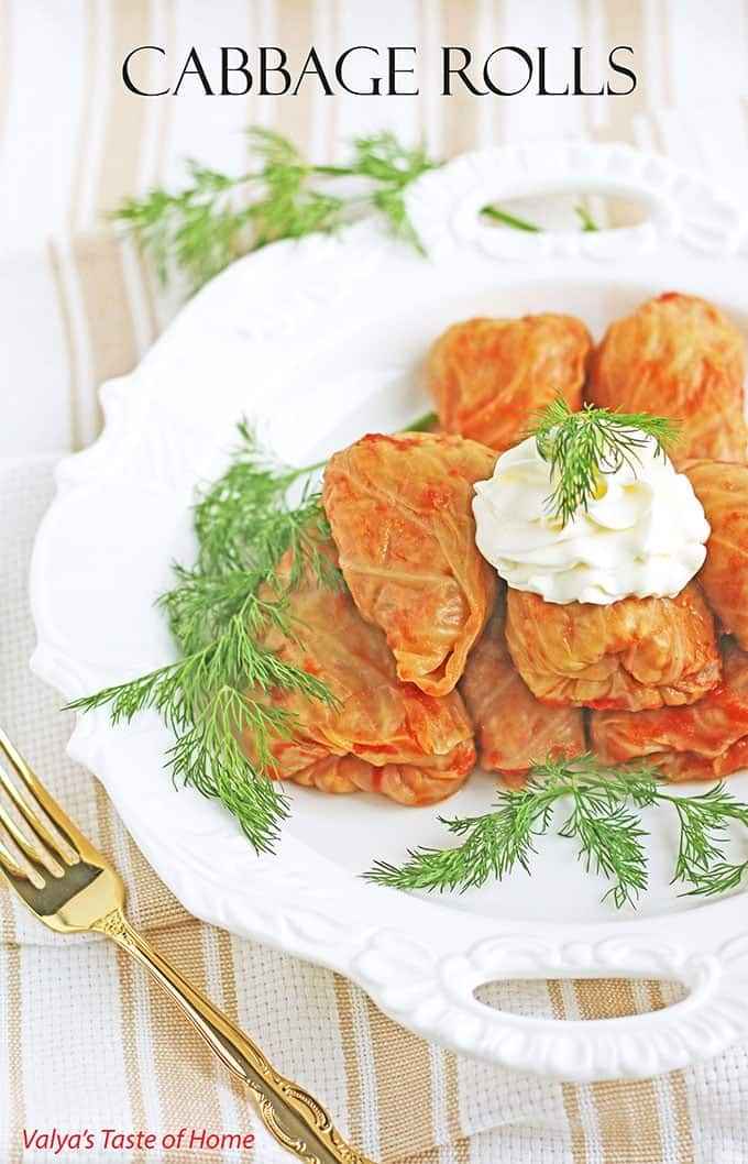 Another popular Ukrainian recipe is cabbage rolls and they are made of ground beef, grated carrot, rice, seasoned to taste, enveloped in cabbage leaves, and simmered in a tomato sauce.