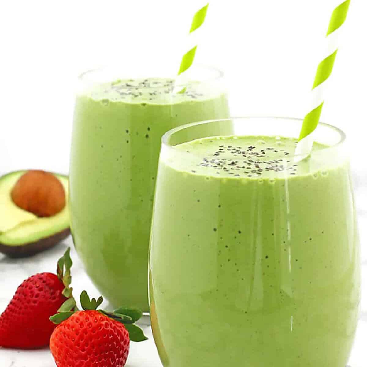 Easy Spinach Smoothie Recipe (with Avocados + Strawberries)
