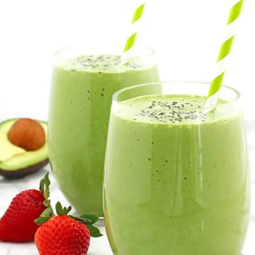 This tasty Spinach Smoothie recipe has the perfect combo of nutrients and taste. With a mix of strawberries and avocados, even picky eaters will love this one!