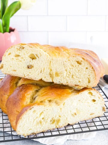 Have this sweet braided bread with a little butter spread and a hot cup of tea or coffee, as we do in our household. The bread itself is soft, moist, and sweet.