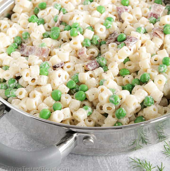 Creamy Pasta with Bacon and Peas (Ready in Under 30 Mins!)
