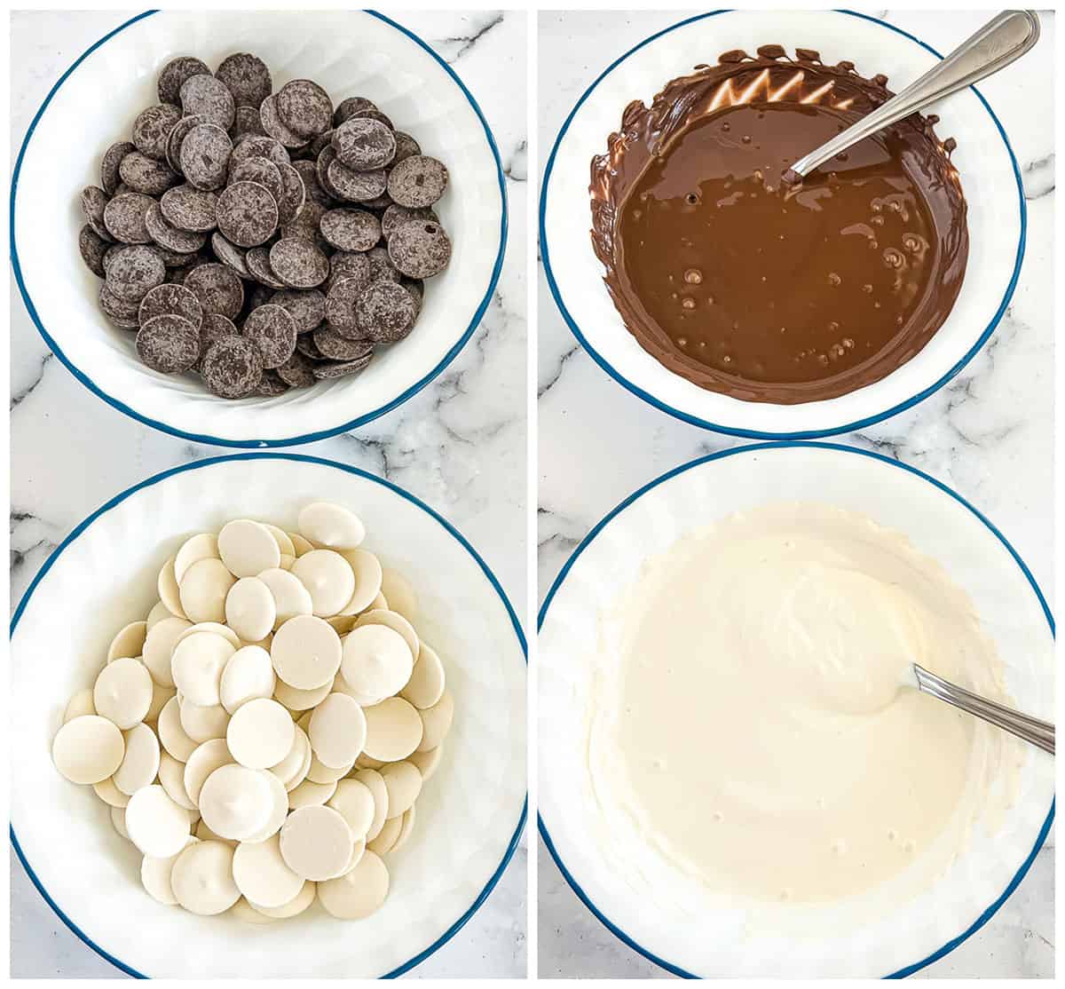 make white and dark chocolate dip