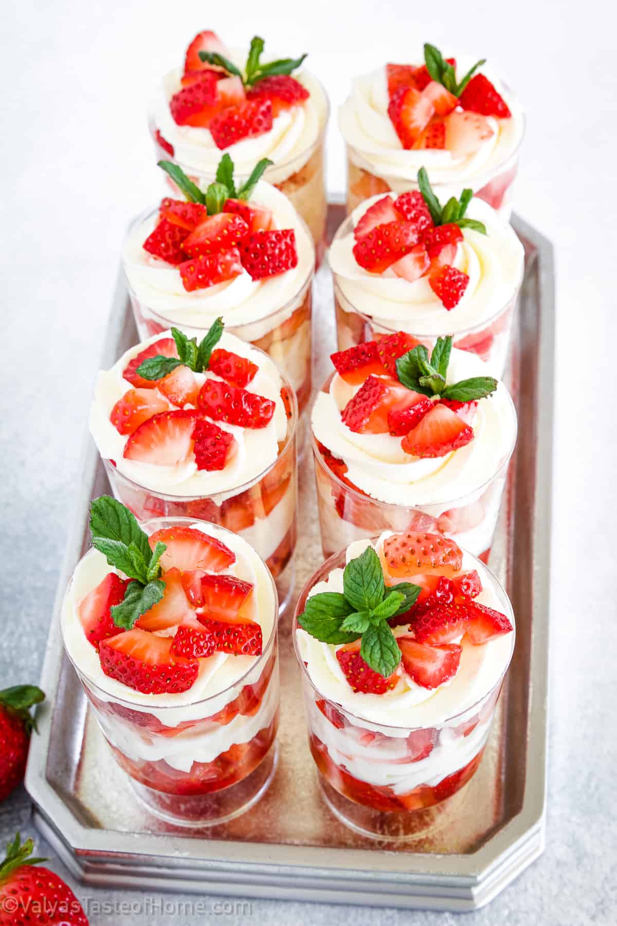 This classic dessert is a simple yet delicious combination of fresh, juicy strawberries and rich, whipped cream.