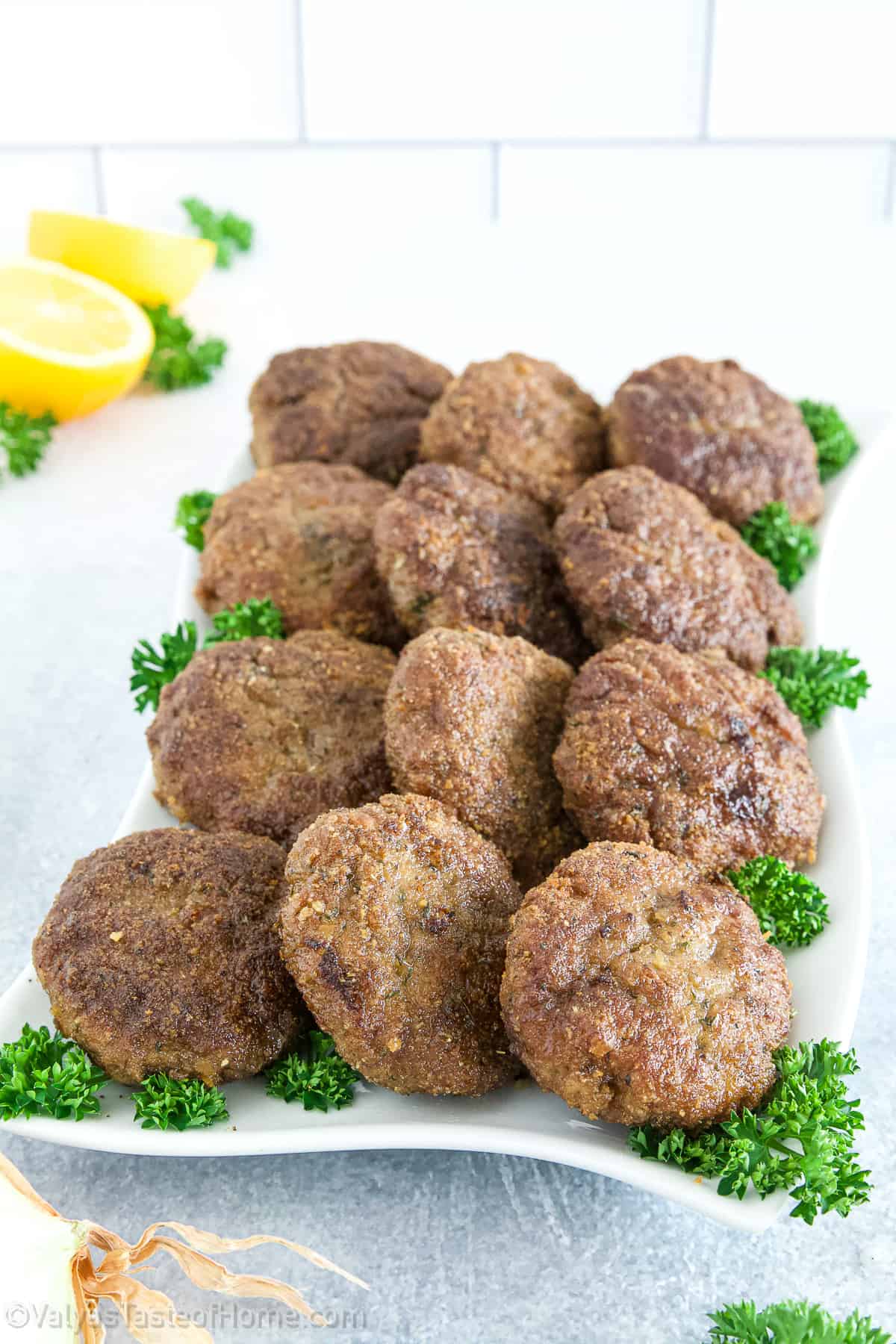 These crispy and savory meat patties are made with ground beef, bread crumbs, spices, and other flavorful ingredients for a tasty meal for the whole family.