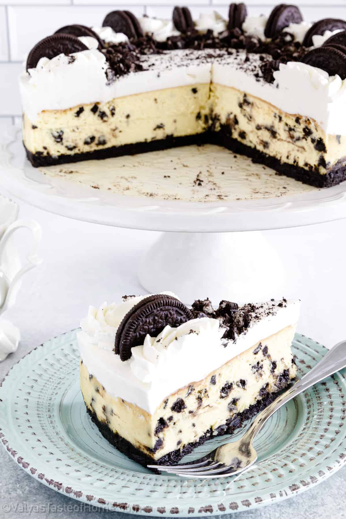 This is the best Oreo Cookie Cheesecake ever and comes out perfect every single time! With extra cookies and cream in every bite, you're going to love it!