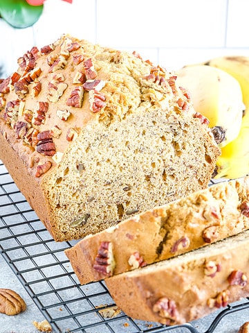 This Banana Pecan Bread is the perfect combination of sweet, nutty, and moist all in one! It's beginner-friendly and an ideal way to use up overripe bananas!