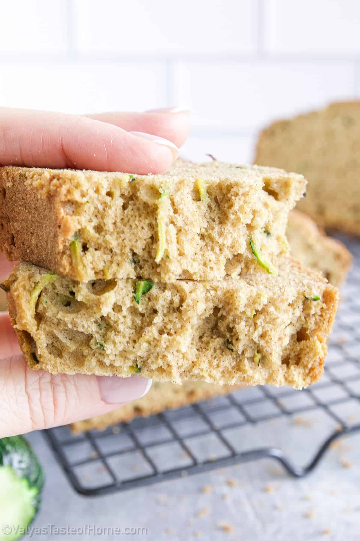 Now all of our family think this Valya's Best Zucchini Bread recipe is truly the best and moistest zucchini bread on earth! We grow zucchini in the garden every year and kids make this bread at least twice a week during zucchini season.