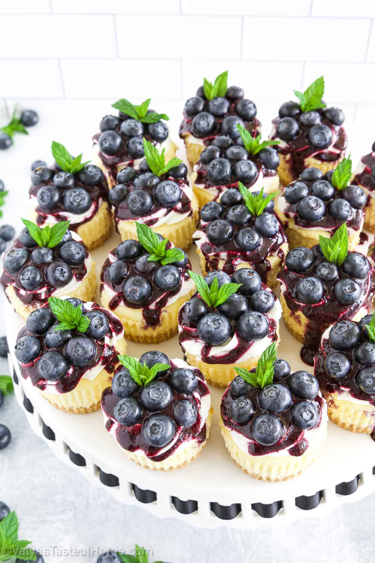 Blueberry cheesecake is a favorite treat among those who prefer the acidic creaminess of the cheesecake combined with the natural sweetness of blueberries.