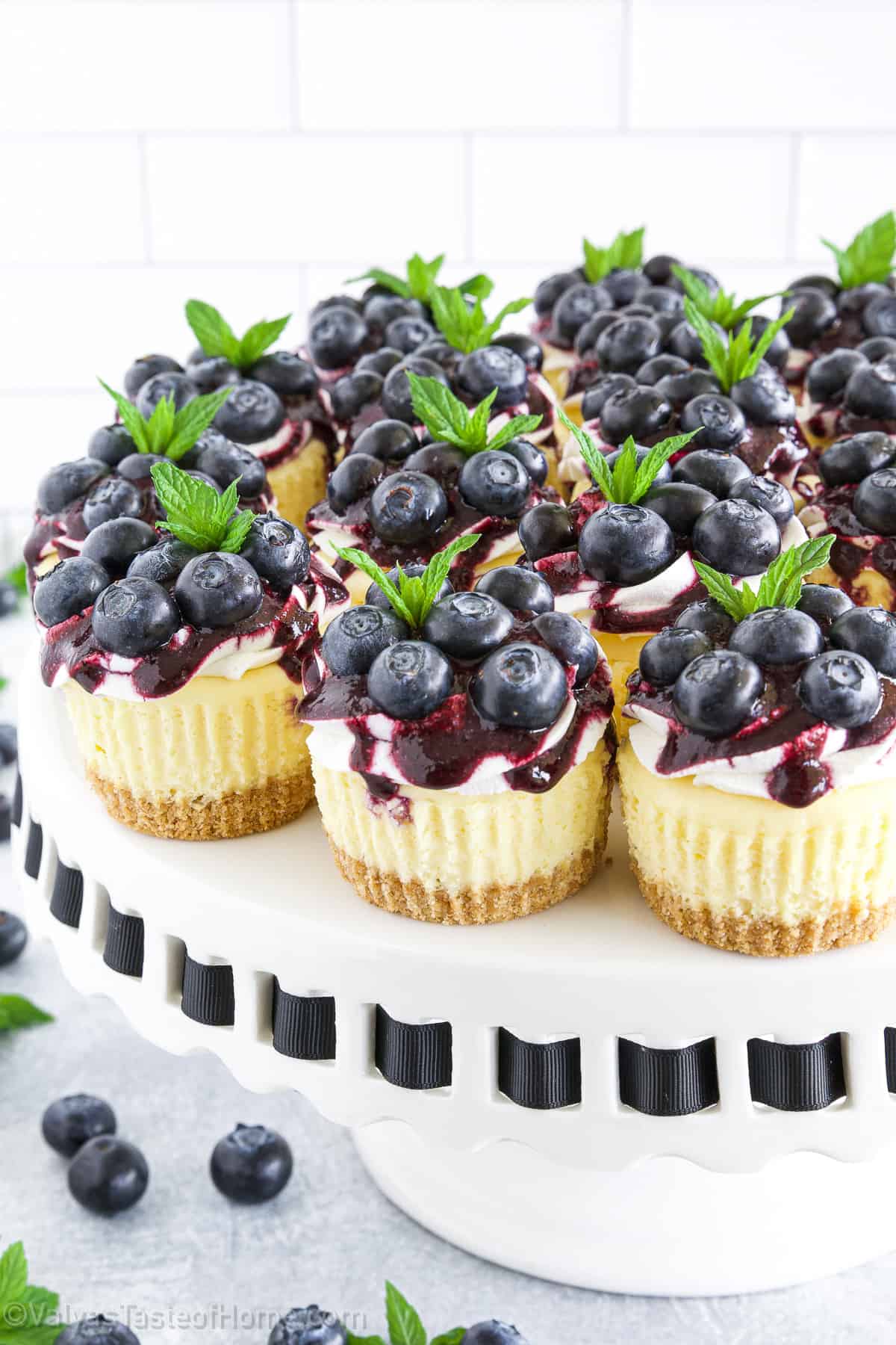 Blueberry cheesecake is a classic dessert that features a buttery graham cracker crust, rich and creamy cheesecake filling, and sweet and tangy blueberry topping. 